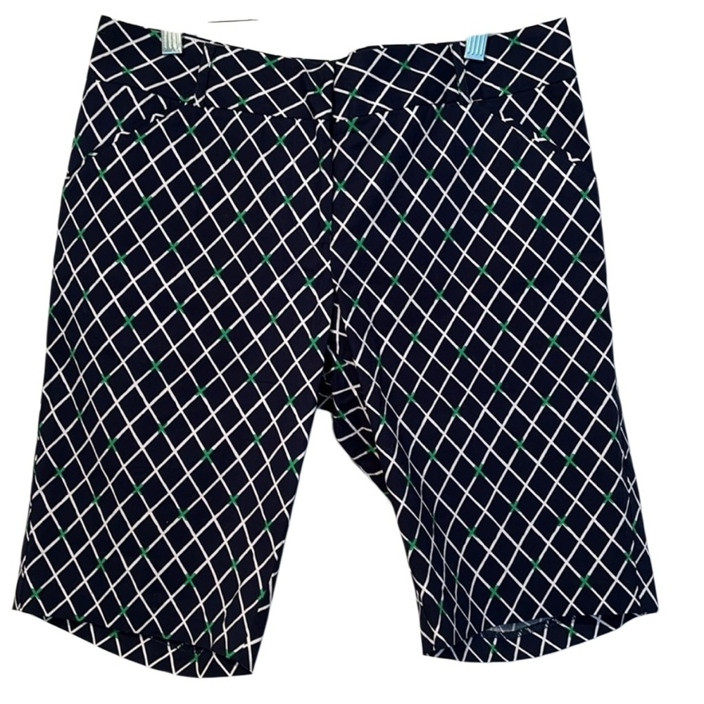 Peter Millar Women's Blue White Chino Walking Short Diamond Pattern Golf Size 6
